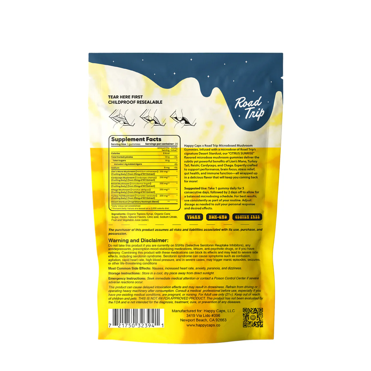 road trip x happy caps® microdosed gummies + functional mushrooms citrus sunrise road trip x happy caps® microdosed gummies + functional mushrooms citrus sunrise